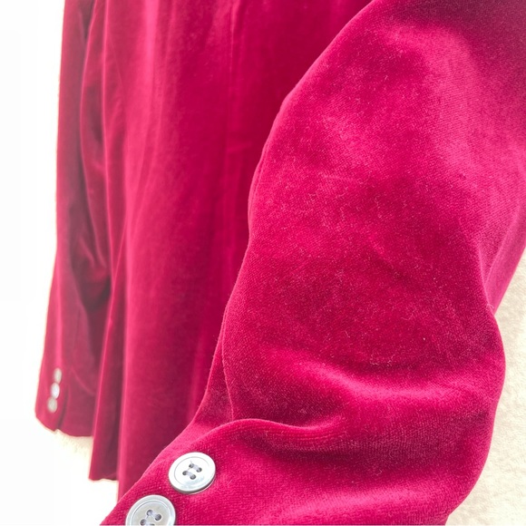 Talbots 🍷 Velour, Notch Collar, 3 button blazer in Cranberry Sz L/14 - Picture 7 of 8